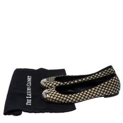 Pre Owned Giuseppe Zanotti Black/Beige Suede and Fabric Cap Toe Ballet Size 40