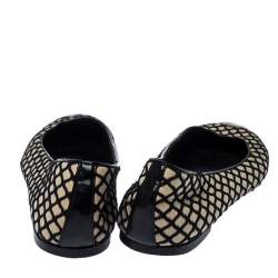 Pre Owned Giuseppe Zanotti Black/Beige Suede and Fabric Cap Toe Ballet Size 40