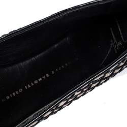 Pre Owned Giuseppe Zanotti Black/Beige Suede and Fabric Cap Toe Ballet Size 40