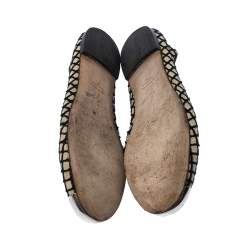 Pre Owned Giuseppe Zanotti Black/Beige Suede and Fabric Cap Toe Ballet Size 40