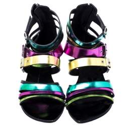 Pre Owned صندل فلات جوسيبي زانوتي غلادياتور جلد متعدد الالوان مقاس 40