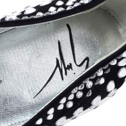 مملوكة مسبقًا Giuseppe Zanotti Black Leather Crystal Studded Ballet Flats Size 38.5