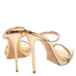 مملوكة مسبقًا Giuseppe Zanotti Metallic Rose Gold Leather Open Toe Slides Size 38