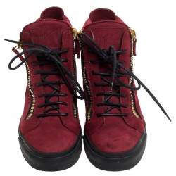 Giuseppe Zanotti Red Suede Mid Top Sneakers Size 36