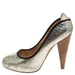 Giuseppe Zanotti Metallic Silver Python Embossed Leather Round Toe Platform Pumps Size 40