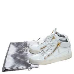 Pre Owned Giuseppe Zanotti White Patent Leather London High Top Sneakers Size 39