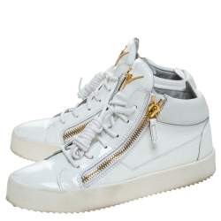 Pre Owned Giuseppe Zanotti White Patent Leather London High Top Sneakers Size 39