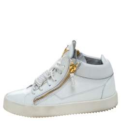 Pre Owned Giuseppe Zanotti White Patent Leather London High Top Sneakers Size 39