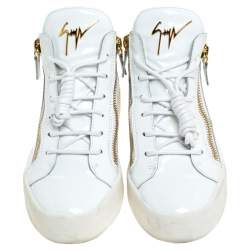 Pre Owned Giuseppe Zanotti White Patent Leather London High Top Sneakers Size 39