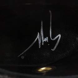 Pre Owned Giuseppe Zanotti Black Suede Embellished Eyelet Peep Toe Booties Size 36.5