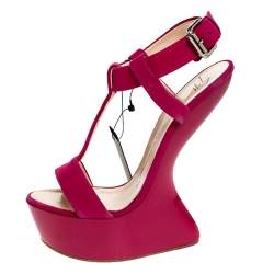 Pre Owned صندل جوسيبي زانوتي سويدي فوشيا كعب روكي مقاس 39