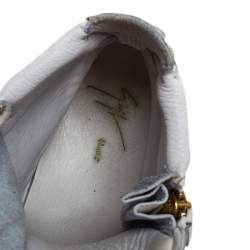 Pre Owned Giuseppe Zanotti White Leather Metal Embellished Double Chain High Top Sneakers Size 41