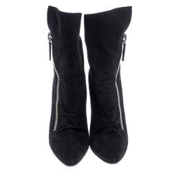 Giuseppe Zanotti Black Suede Wedge Ankle Boots Size 37.5