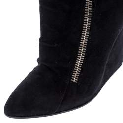 Giuseppe Zanotti Black Suede Wedge Ankle Boots Size 37.5