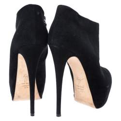 Giuseppe Zanotti Black Suede Platform Ankle Booties Size 37.5