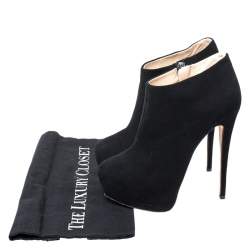 Giuseppe Zanotti Black Suede Platform Ankle Booties Size 37.5