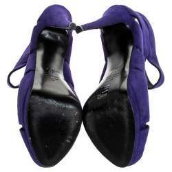 Pre Owned حذاء بوت جوسيبى زانوتى نعل سميك مقدمة مفتوحة سويدى قصة موجة بنفسجى مقاس 38