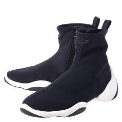 Pre Owned Giuseppe Zanotti Black/White Neoprene Light Jump Ht1 Sneakers Size 37