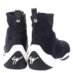 Pre Owned Giuseppe Zanotti Black/White Neoprene Light Jump Ht1 Sneakers Size 37