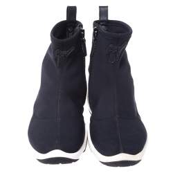 Pre Owned Giuseppe Zanotti Black/White Neoprene Light Jump Ht1 Sneakers Size 37