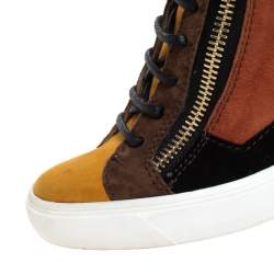 Pre Owned Giuseppe Zanotti Multicolor Suede Hidden Wedge Sneakers Size 36