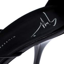 Giussepe Zanotti Black Leather Floral Detail Strappy Sandals Size 39.5