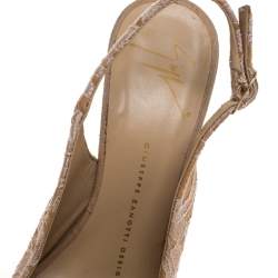 Giuseppe Zanotti Beige Lace Peep Toe Slingback Sandals Size 37