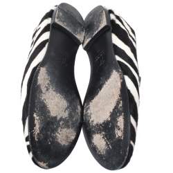 Pre Owned Giuseppe Zanotti Zebra Print  Calfhair Shark Tooth Embellished Smoking Slippers Size 41