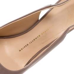 Giuseppe Zanotti Beige Patent Leather Peep Toe Slingback Platform Sandals Size 38.5