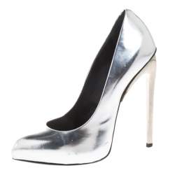 Giuseppe Zanotti Metallic Silver Pointed Toe Pumps Size 37