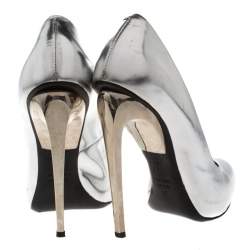 Giuseppe Zanotti Metallic Silver Pointed Toe Pumps Size 37