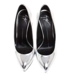 Giuseppe Zanotti Metallic Silver Pointed Toe Pumps Size 37