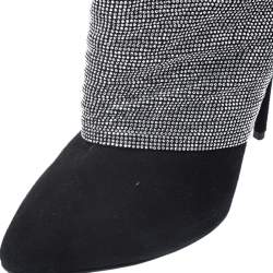 Pre Owned حذاء بوت كاحل جوسيبي زانوتي سويدي غليتر أسود مقاس 37