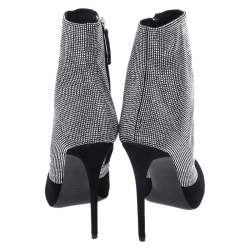 Pre Owned حذاء بوت كاحل جوسيبي زانوتي سويدي غليتر أسود مقاس 37