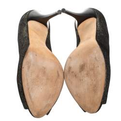 Pre Owned Giuseppe Zanotti Black/Grey Glitter Fabric Peep Toe Pumps Size 40