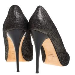 Pre Owned Giuseppe Zanotti Black/Grey Glitter Fabric Peep Toe Pumps Size 40