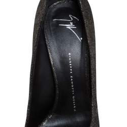 Pre Owned Giuseppe Zanotti Black/Grey Glitter Fabric Peep Toe Pumps Size 40