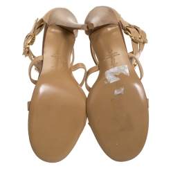 Pre Owned Giuseppe Zanotti Beige Suede and Leather Crystal Embellished Strappy Sandals Size 41