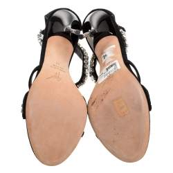 مملوكة مسبقًا Giuseppe Zanotti Black Suede Crystal Embellished Strappy Sandals Size 41