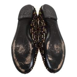 Pre Owned Giuseppe Zanotti Black Crystal Embellished Suede Ballet Flats Size 39