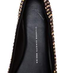 Pre Owned Giuseppe Zanotti Black Crystal Embellished Suede Ballet Flats Size 39