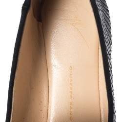 Pre Owned Giuseppe Zanotti Black Python Leather Tassel Detail Smoking Slippers Size 37