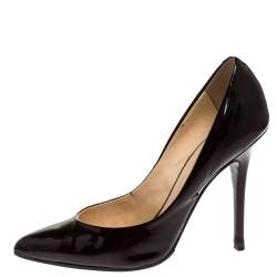 Pre Owned حذاء كعب عالي جوسيبي زانوتي مقدمة مدببة جلد لامع عنابي  مقاس 37.5