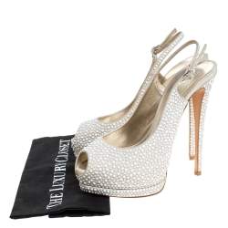 Giuseppe Zanotti Beige Suede Crystal Embellished Peep Toe Platform Slingback Sandals Size 40