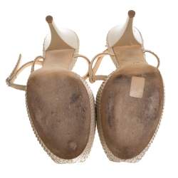 Giuseppe Zanotti Beige Python Embossed Leather T Strap Platform Sandals Size 41