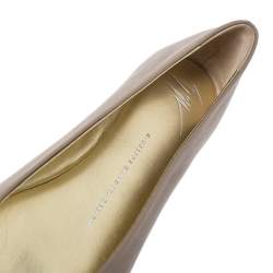 Pre Owned Giuseppe Zanotti Beige Leather Malika Spiked Cap Toe Ballet Flats Size 38