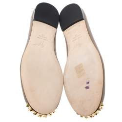 Pre Owned Giuseppe Zanotti Beige Leather Malika Spiked Cap Toe Ballet Flats Size 38