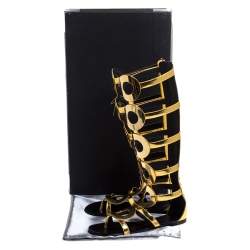 Pre Owned Giuseppe Zanotti Metallic Gold Leather Embellished Rylee Gladiator Flat Sandals Size 41