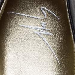 Pre Owned Giuseppe Zanotti Black Leather Malika Spiked Cap Toe Ballet Flats Size 38