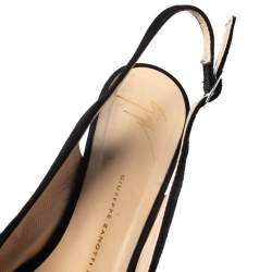 Pre Owned Giuseppe Zanotti Black Suede Peep Toe Slingback Platform Sandals Size 39